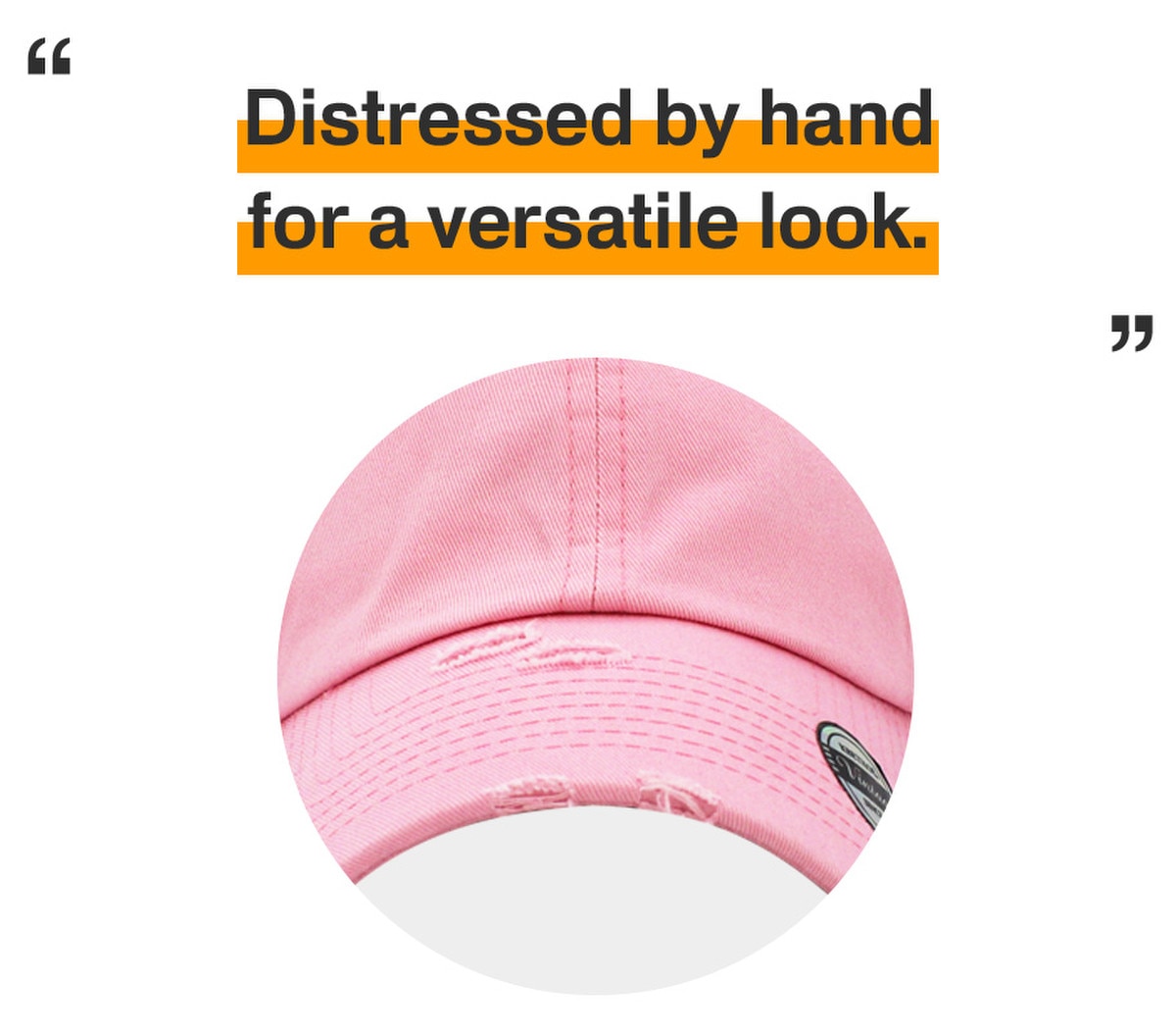 Pink Distressed Vintage Baseball Cap Front View